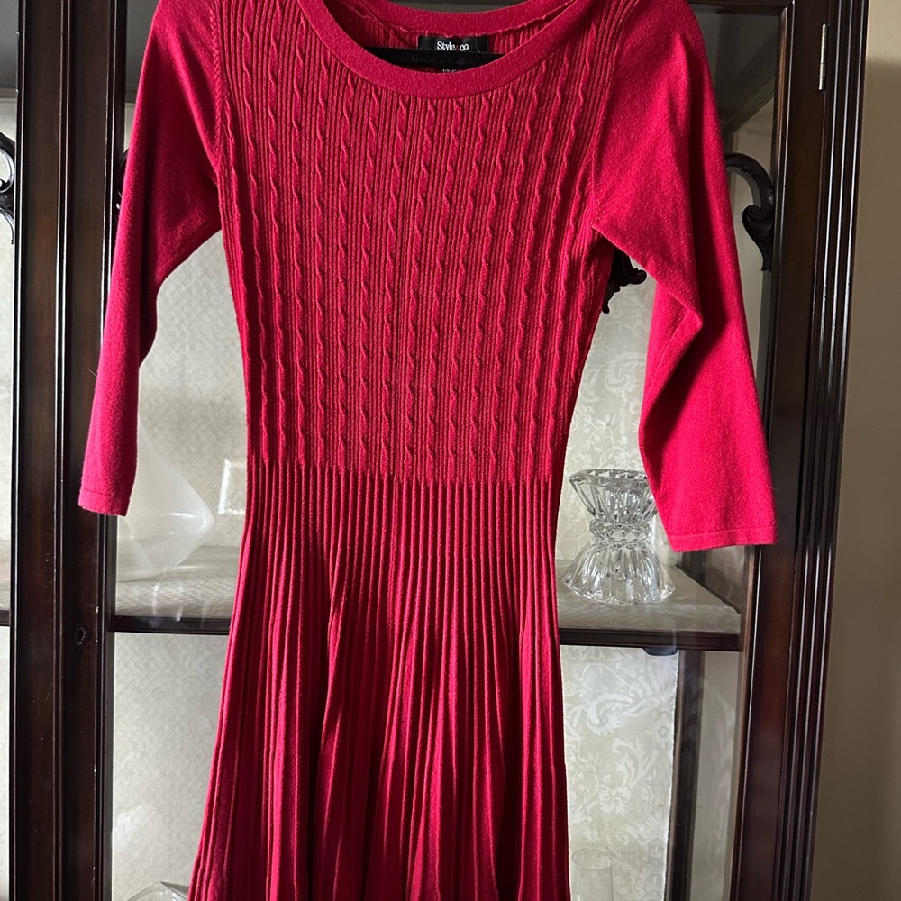 Style & Co Red Knit Dress NWT